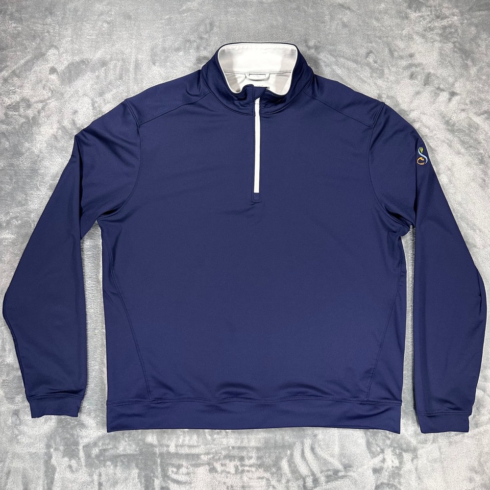Levelwear Mens Large Navy Blue Quarter Zip Golf Pullover Performance Long Sleeve